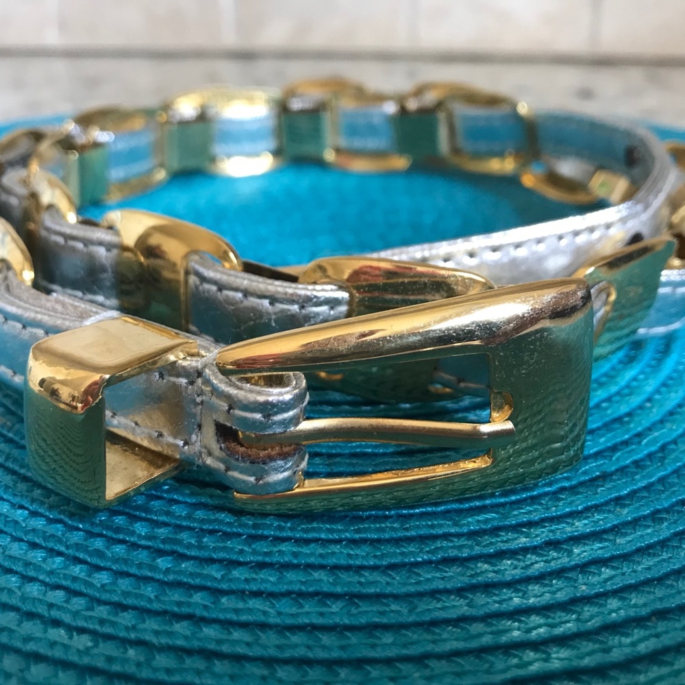 Vintage Silver/Gold Leather Captiva Belt